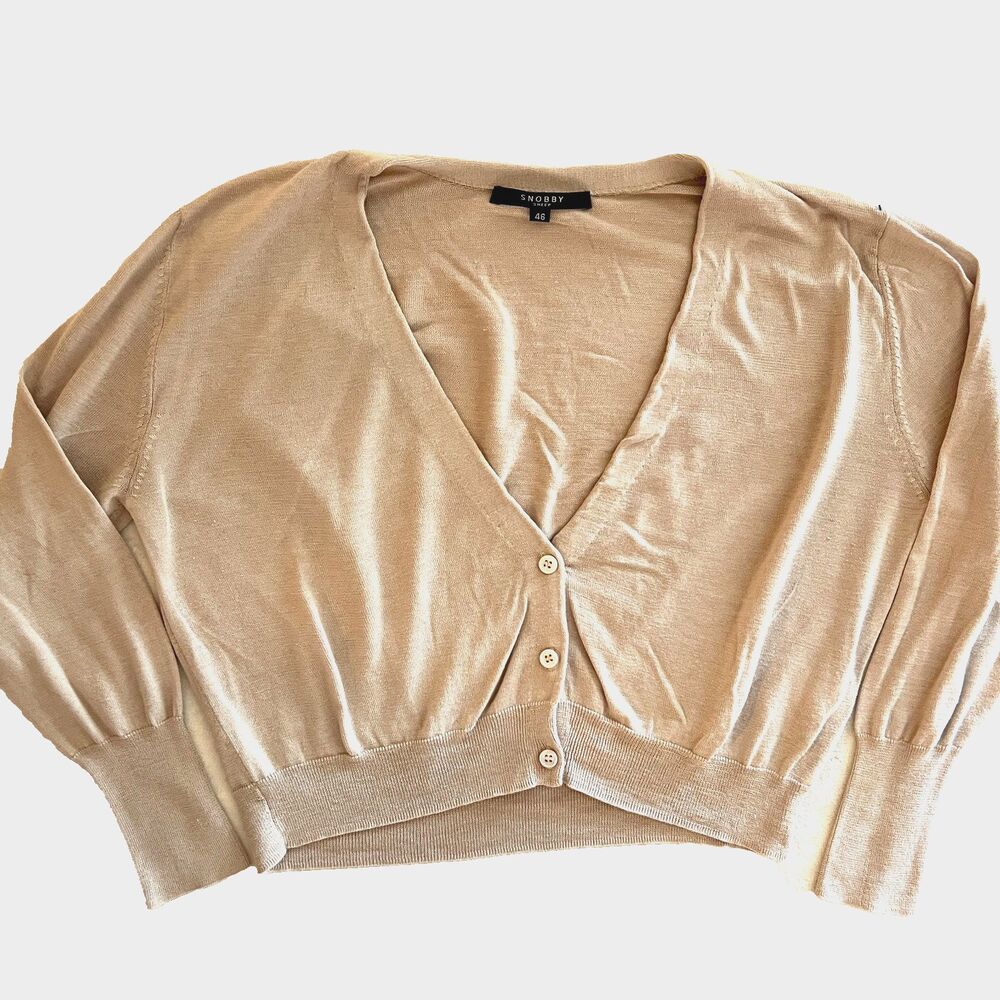 Snobby Sheep cardigan Sweater IT 46 silk cotton cropped beige